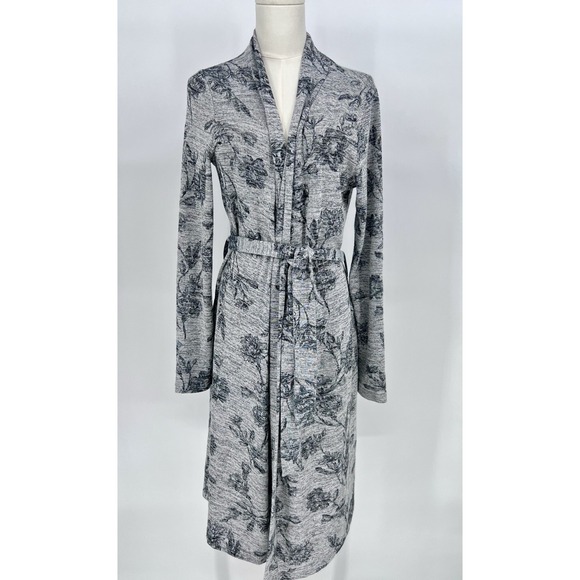 Latched Mama Other - Latched Mama Maternity Robe Gray Floral Print Pockets Nursing Stretchy Size XS/S